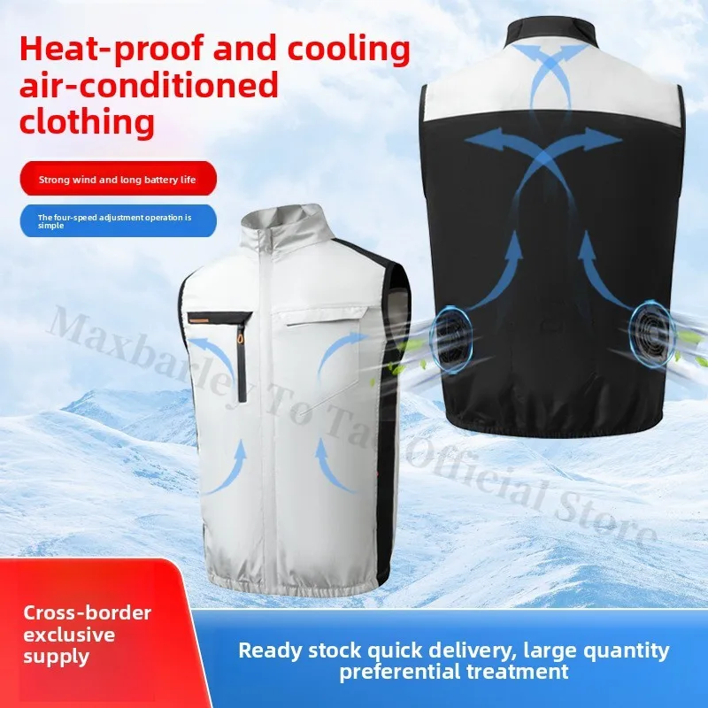 COMXZ 2025 Summer Cooling Vest Men Sleeveless Work Jacket with Fan Outdoor High Temperature Sun Protection USB Rechargeable