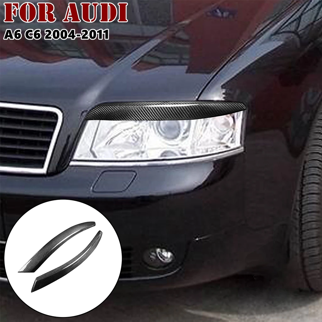 

1 пара, автомобильные фары из углеродного волокна для Audi A6 C6 2004 2005 2006 2007 2008 2009 2010 2011