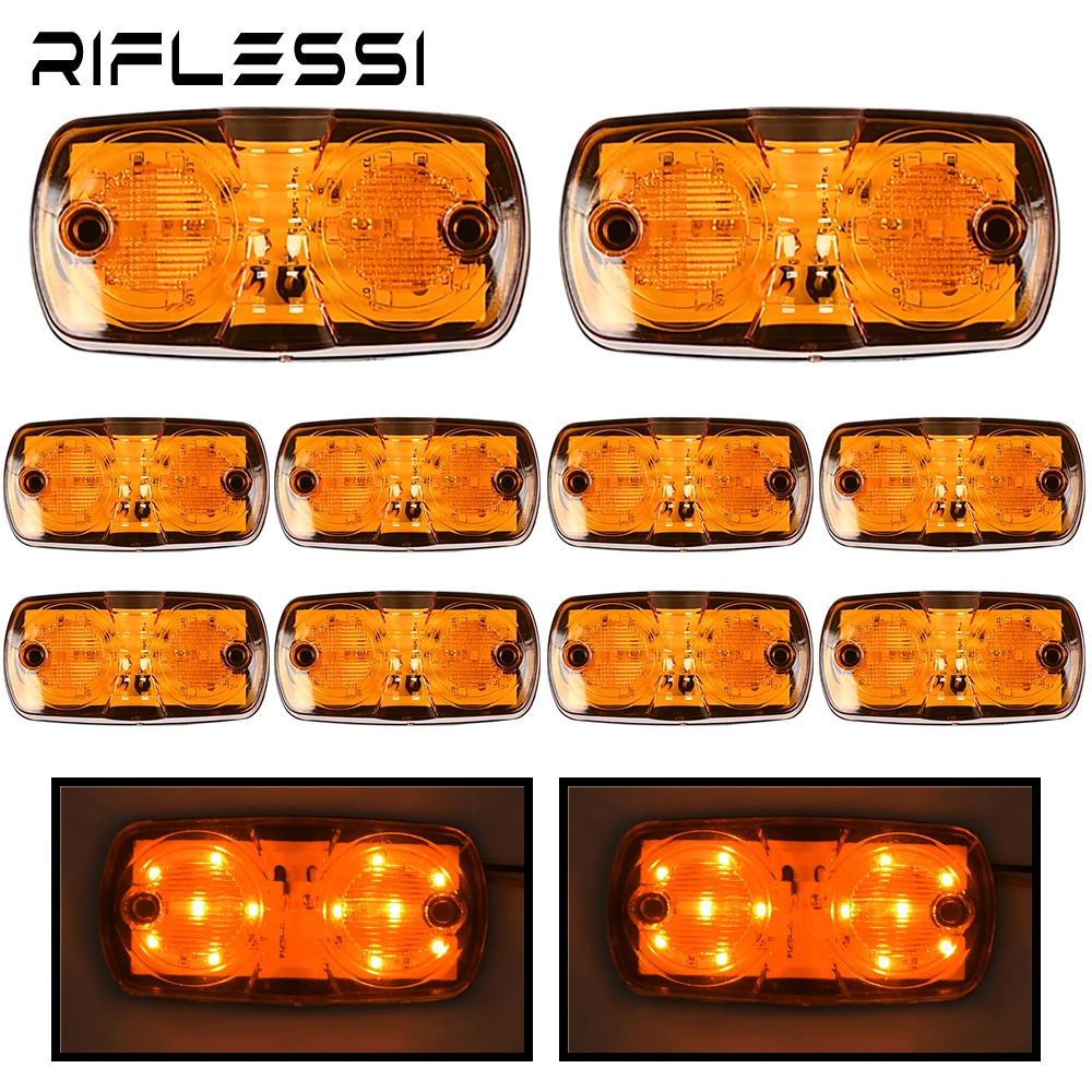 10 X Truck Side Marker Lights 24v Led Trailer Clearance Lights Red