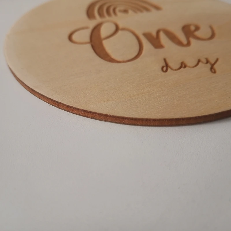 

14 Pcs Baby Milestone Card Wooden Monthly Cards Baby Birth Announcement Cards Printed Milestone Circle Disc Months Card