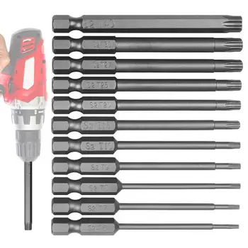 11Pcs High Precision Torx Screwdriver Set Electronic Torx Screwdriver Electric Drill Tools Kit Torx Shank Hand Tools T 6-T40 1