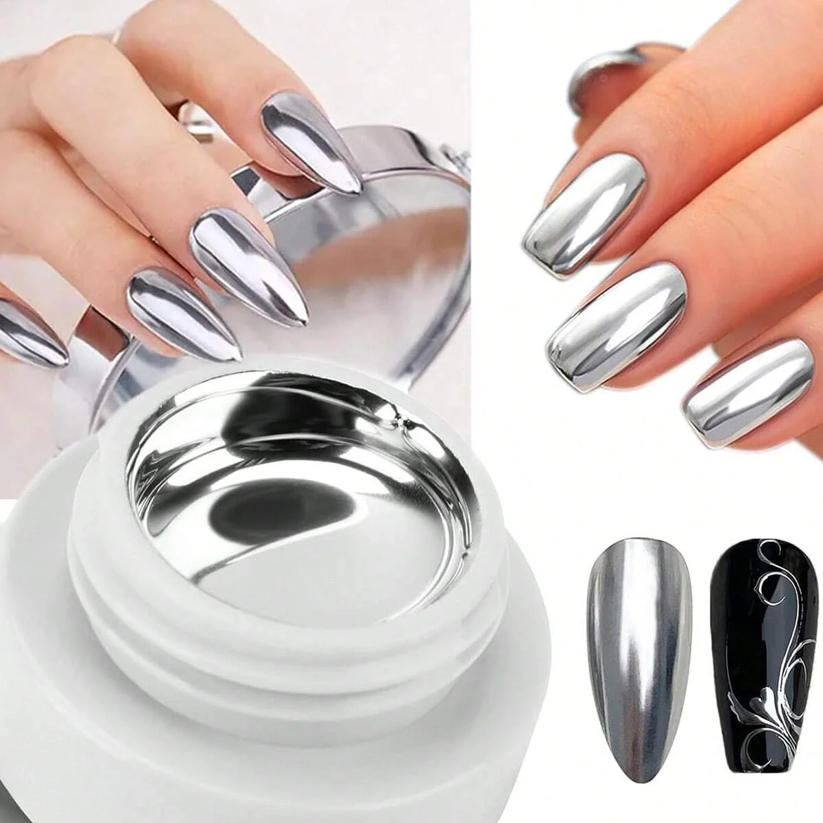 5g Ultra Shiny Metallic Paint Gel Polish Silver Mirror Gel