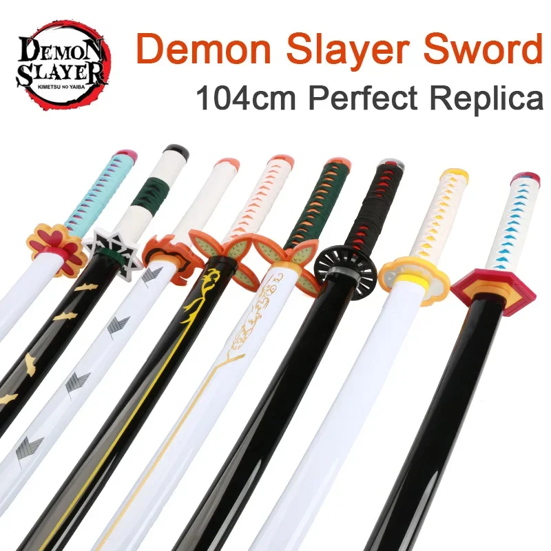 104Cm Demon Slayer Sword 1:1 Nichipin Spade Bamboo Blade Kimetsu No Yaiba Zenitsu Tanjirou Katana Arma Anime Cosplay Prop