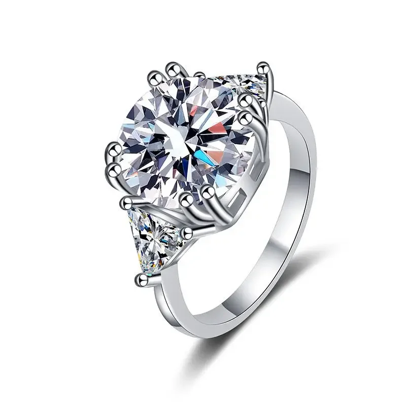 

Cross border s925 Sterling Silver Ring 5 Carat Light Luxury European and American Style Dove Egg Diamond Ring Wedding