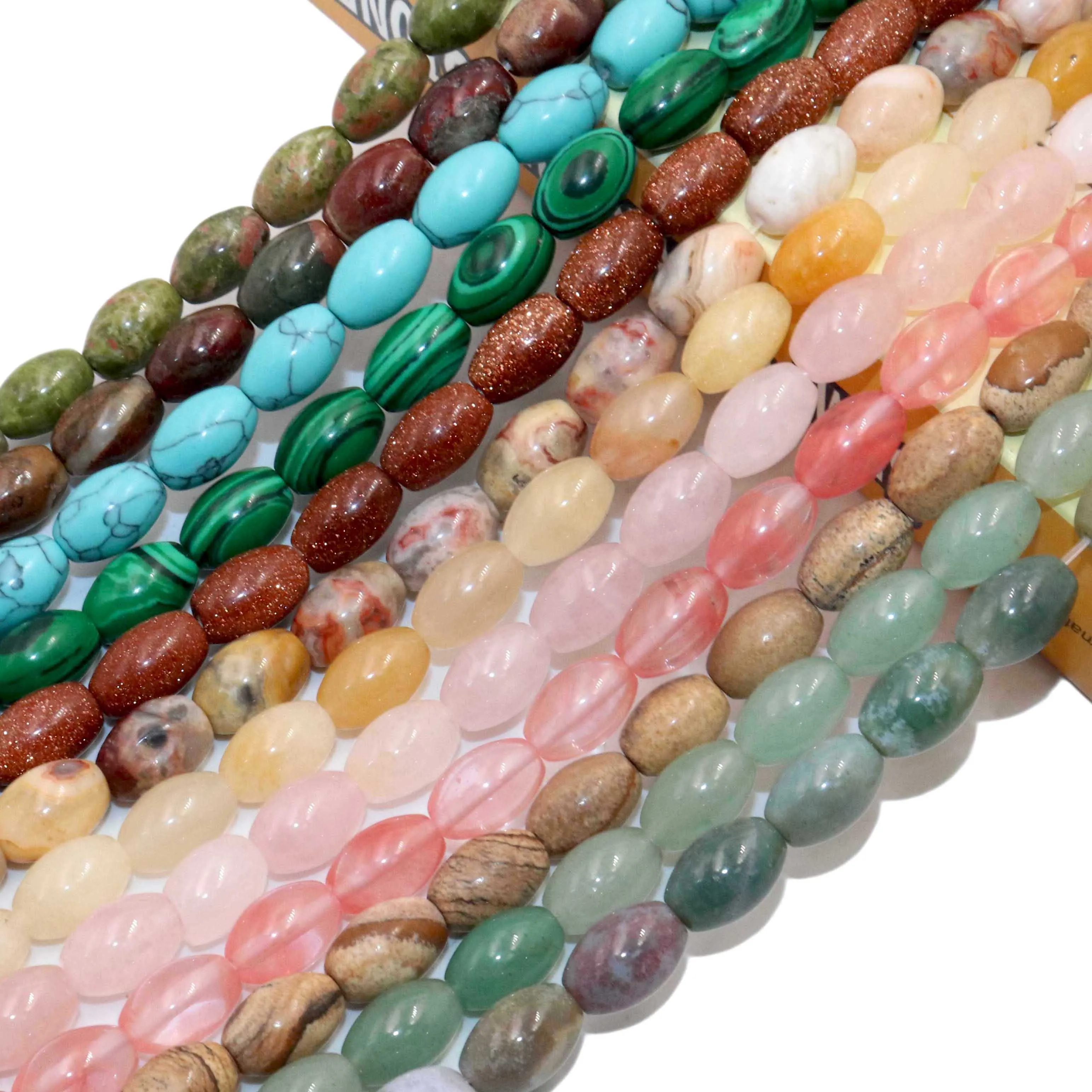 Natural Stone Rice Shape Agates Crystal Quartz Turquoises Loose