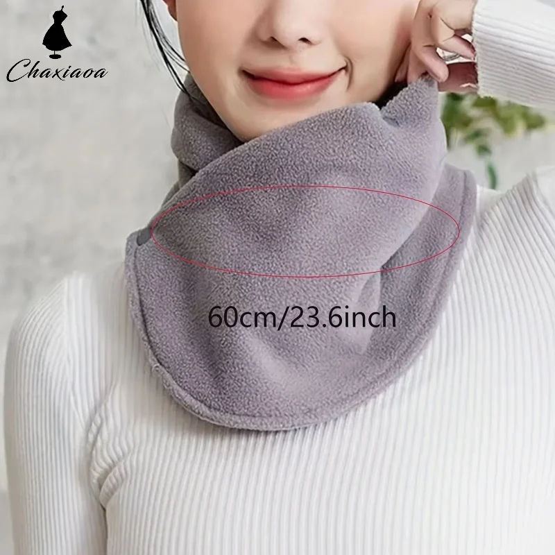 Double Button Fleece Scarf for Women and Men Solid Color Snap Neck Velvet Warm Neck Cover Cold Riding Windproof Scarf