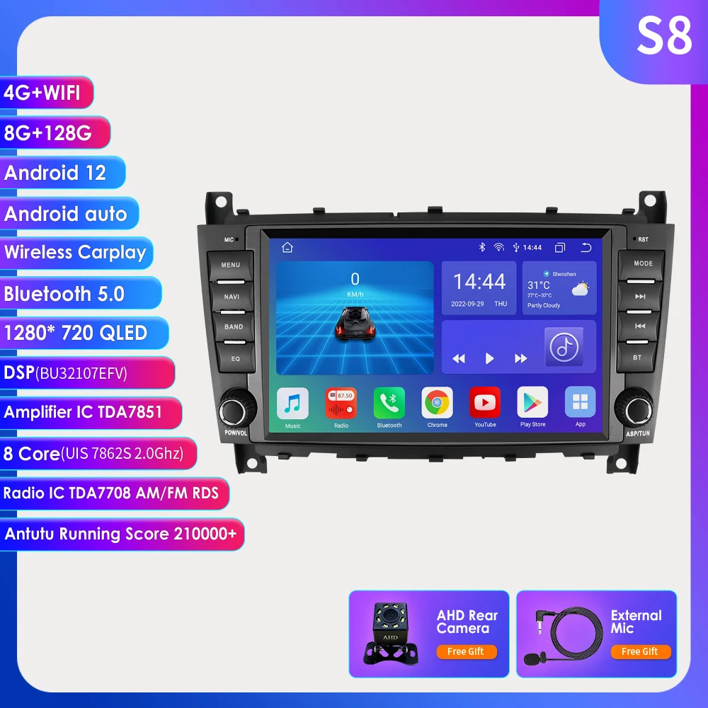 Reproductor Multimedia con GPS para coche, Radio con Android, Carplay, estéreo, Audio, navegador