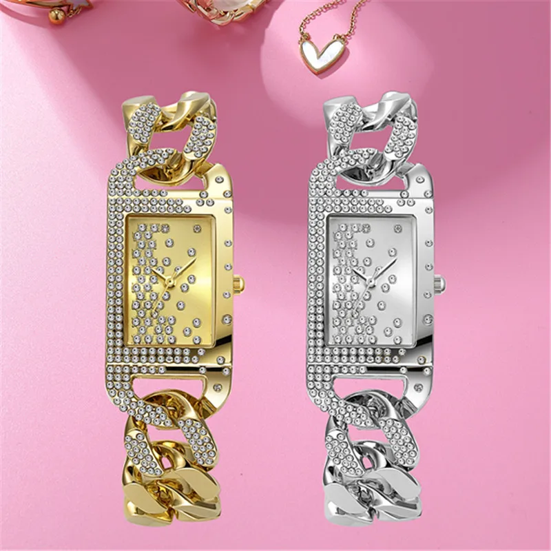 Genuine Big Brand Lady Bracelets Watches Women Girls Alloy Band Luxury Diamond Golden Quartz Watch Relogios Feminino Fashions