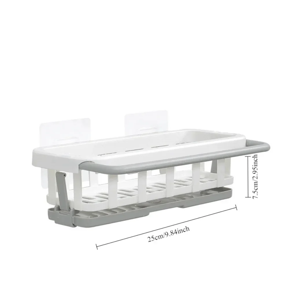 Telescopic Cloth Rack Kitchen Storage Non Perforated Storage Wall Mounted Seasoning Rack Household Drain Basket Sink