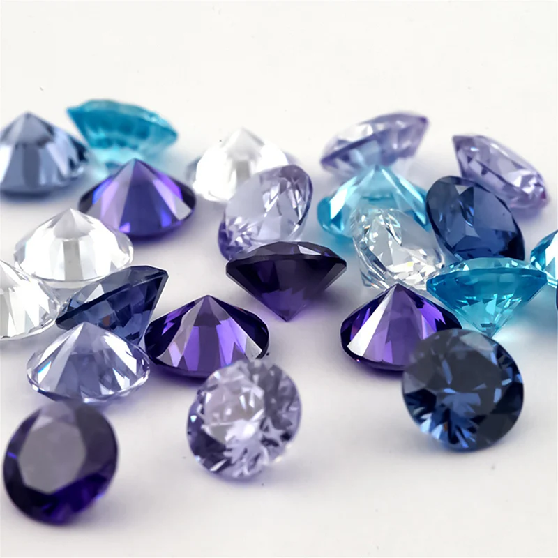 Dimensioni 1Mm-10Mm 5A Taglio Rotondo Cubic Zirconia Stone White Seablue Violet Tanzanite Lavanda Mix 5 Colori Sciolto Cz Pietra Preziosa Sintetica