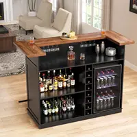Home Bar Unit with Fridge Space, U-Shape Liquor Wine Cabinet, 63.1" Mini Bar Table with Storage for Basement or, Customized 5