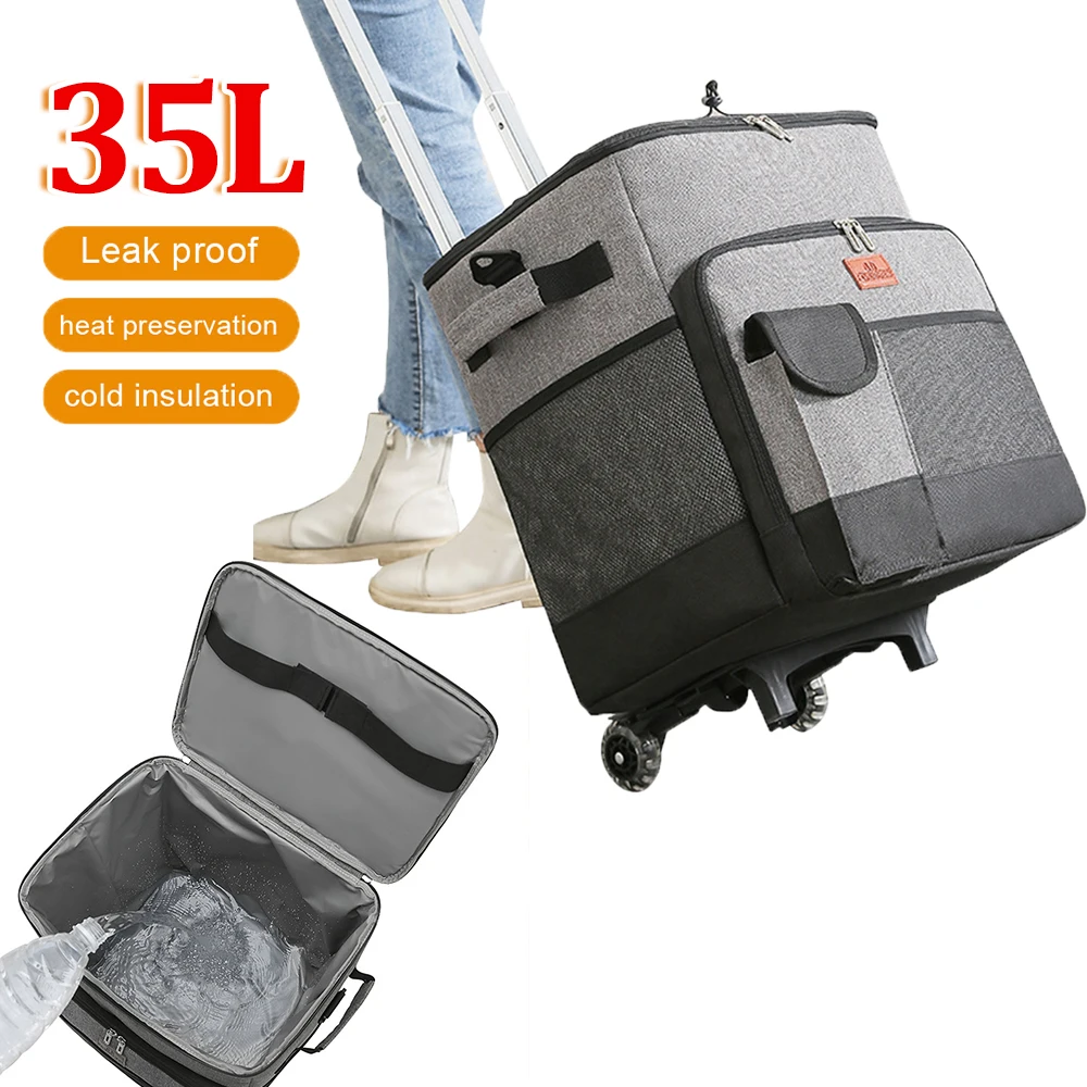 Home & Garden Storage Box with Wheels Thermal Luggage Cooler 35L Camping Organizer Moving Box Collapsible Storage Container