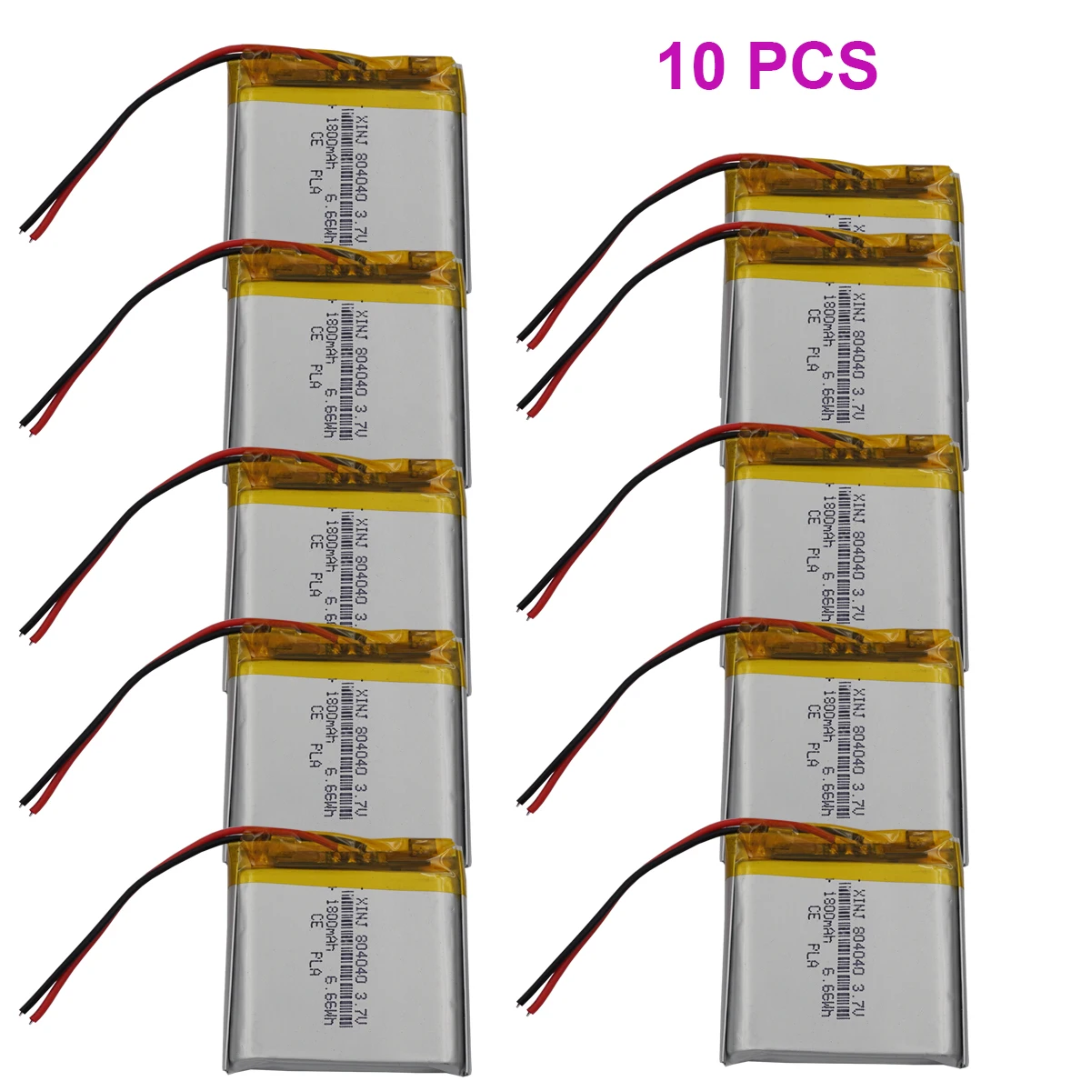 Bateria Recarregável 3.7 do Li-polímero li Lipo da Substituição dos Lotes 10 Peças 1800 v 804040 Mah 6.66wh para o pc da Tabuleta do Jogador de Vídeo de Gps Dashcam