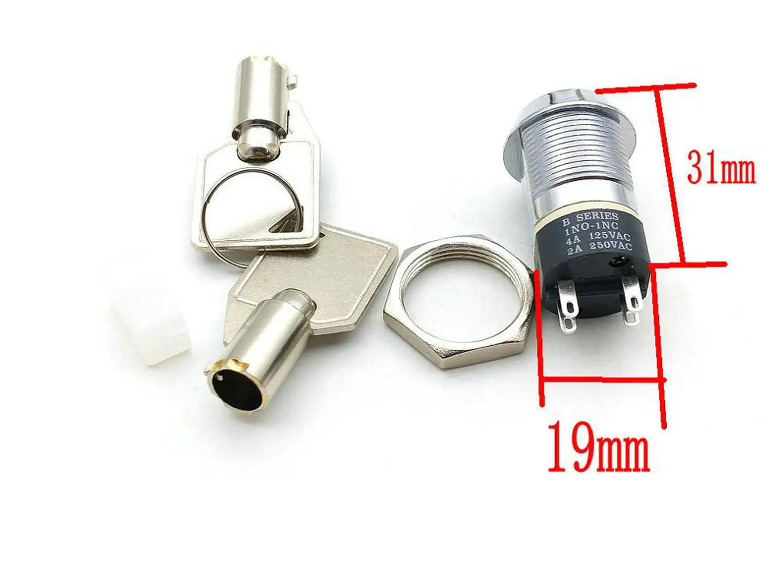 

1SET Key BRASS Keylock Round Security Switch With 2 Keys 250V/2A or 125V/4A
