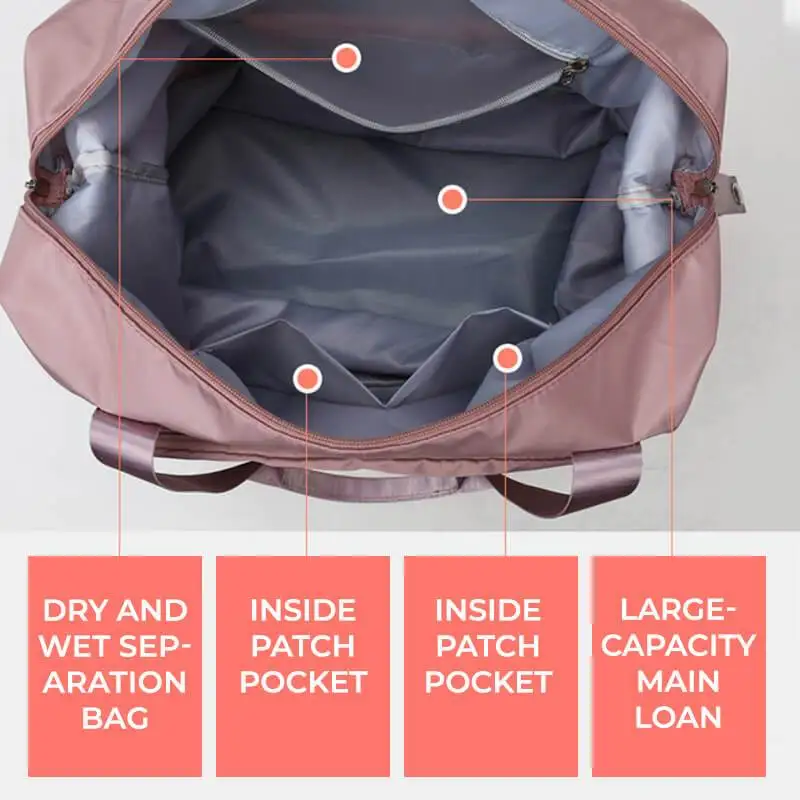 Women Foldable Large Capacity Women Gym Bags Shoulder Bag Training Travel Handle Handbag Yoga Sport Crossbody Tote Bag
