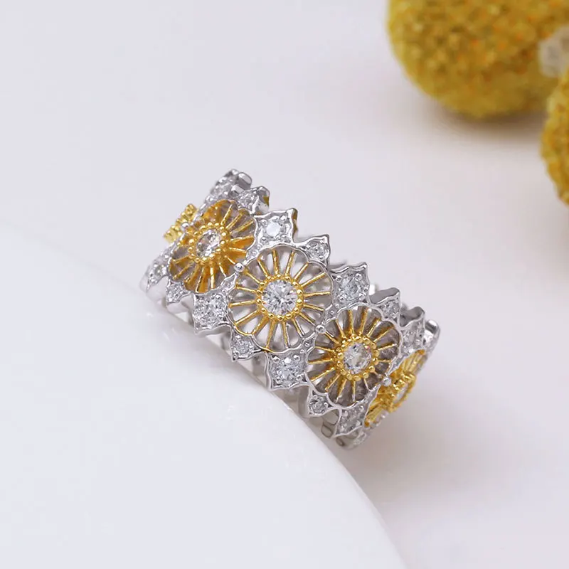 

Серебряное позолоченное кольцо S925 с цирконом, кольцо с разделением цветов