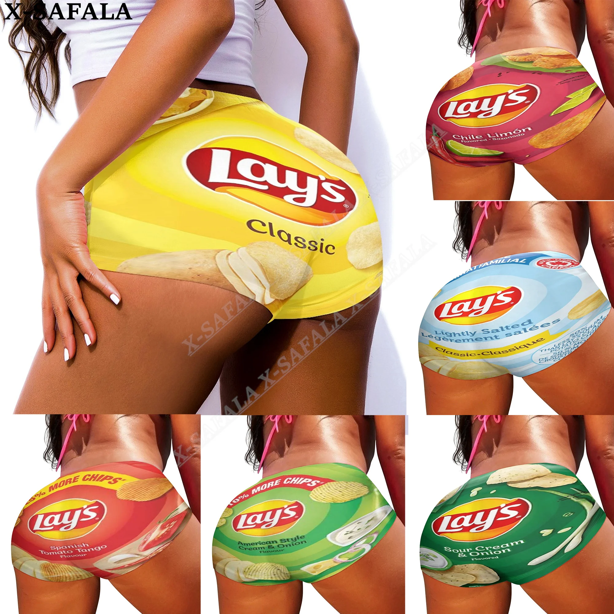 

Funny Lays Potato Chips 3D Print Sexy Biker Shorts Womens Shorts Mini Slim Shorts Summer High Waist Yoga Shorts Sports Outdoor-1