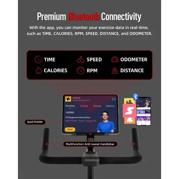 Exercise Bike 400 lbs Capacity, Magnetic Stationary Bikes for Home Gym with Bluetooth & Tablet Holder & Comfortable Seat Cushion 6