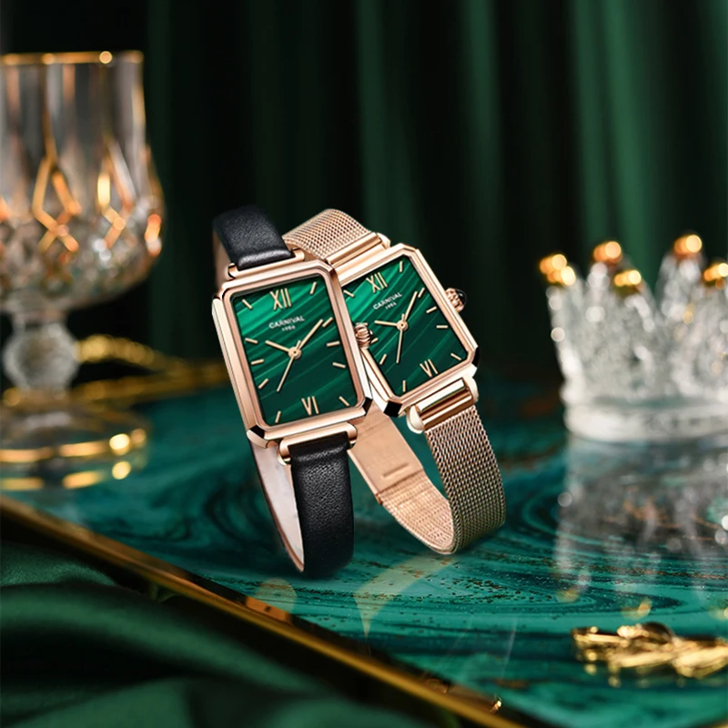 CARNIVAL Luxury Brand Women Watches Ladies Fashion Waterproof Quartz Wristwatch Casual Female Rose Gold Clock Relogio Feminino