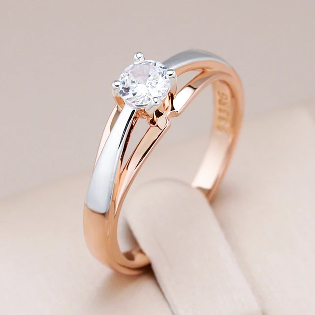 Kinel Hot Bride Wedding Rings Luxury 585 Rose Gold Silver Color Mix Natural  Zircon Setting Slim Design Daily Jewelry For Women - AliExpress