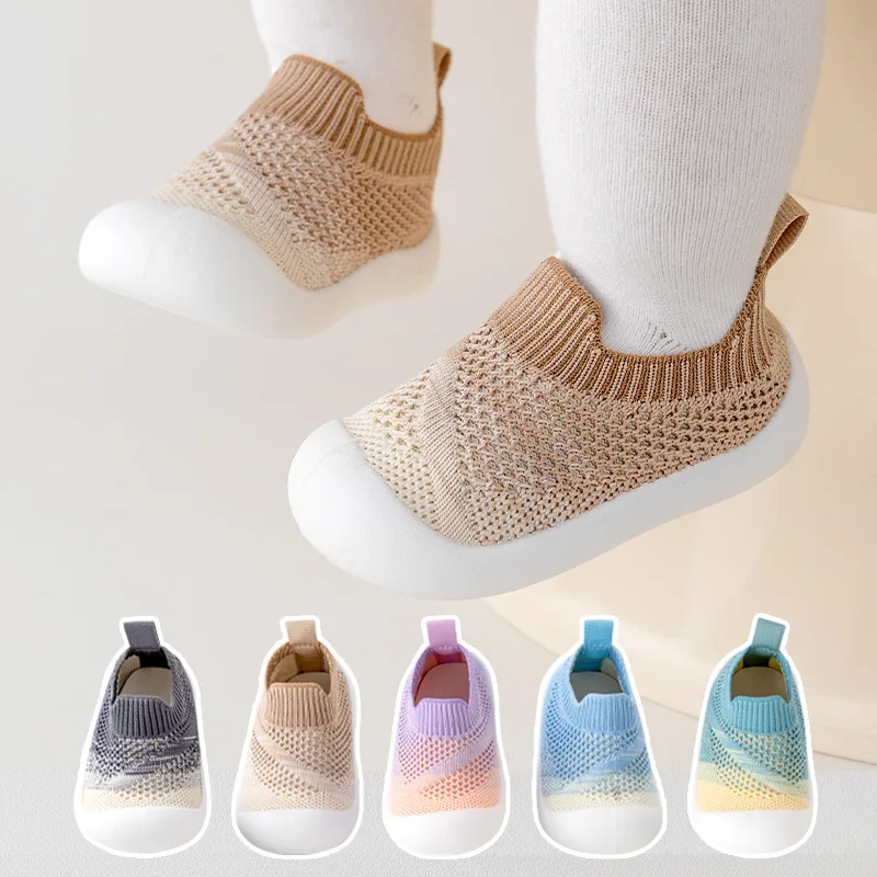 

Туфли детские с мягкой подошвой, дышащие, Нескользящие, вязаные, для малышей 1-3 лет, обувь для весны и осени