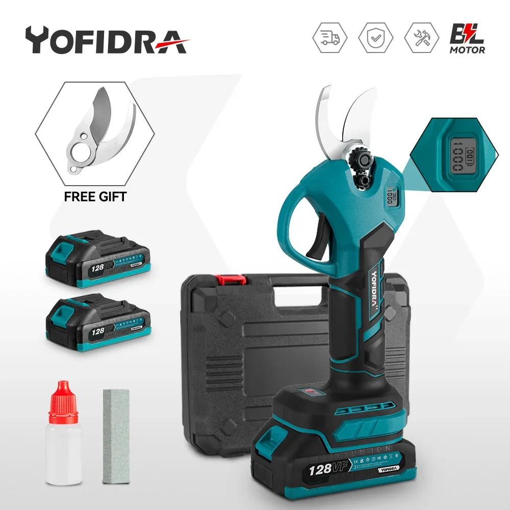 

Yofidra Brushless Electric Pruner Pruning Shear 30mm Rechargeable Scissors Fruit Tree Garden Power Tools For Makita 18V Battery