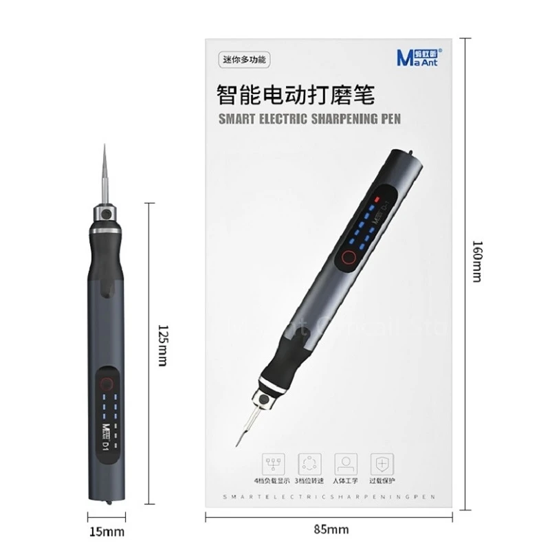MaAnt D1 도매 충전 그라인딩 펜, 휴대폰용 미니 지능형 CPU eMMC 금속 절단 도구, 헤드 팁 조각 연마