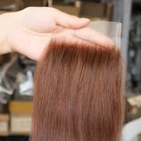 Vente en gros # 4 brun vierge cheveux humains 4x4 5x5 13x4 13x6 dentelle fermeture frontale transparente dentelle brésilienne cheveux fermeture pour perruque faire 1