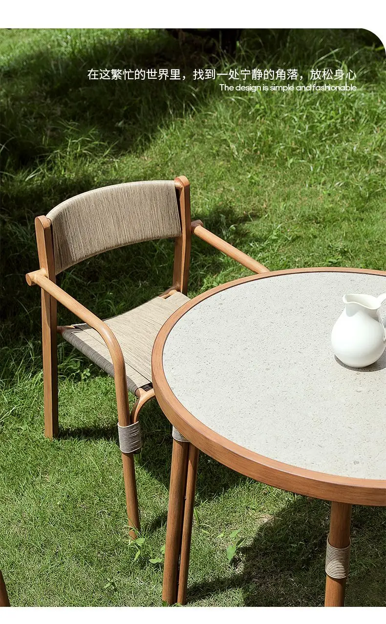 Waterproof UV Rattan Garden Set New Chinese Style Patio Tea Table Chairs Outdoor Patio Furniture Rattan Patio Furniture Muebles