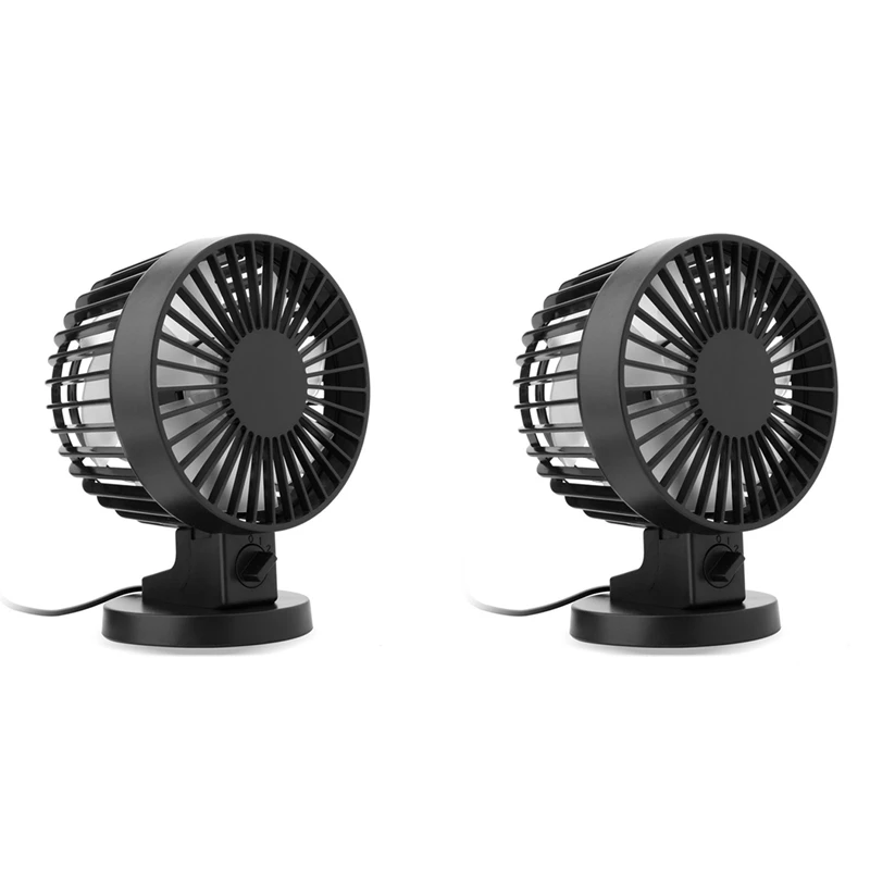 

2X Personal Mini USB Fan Noiseless Table Desk Fan With Dual Blades For Home Office Desktop(2 Gears) Black