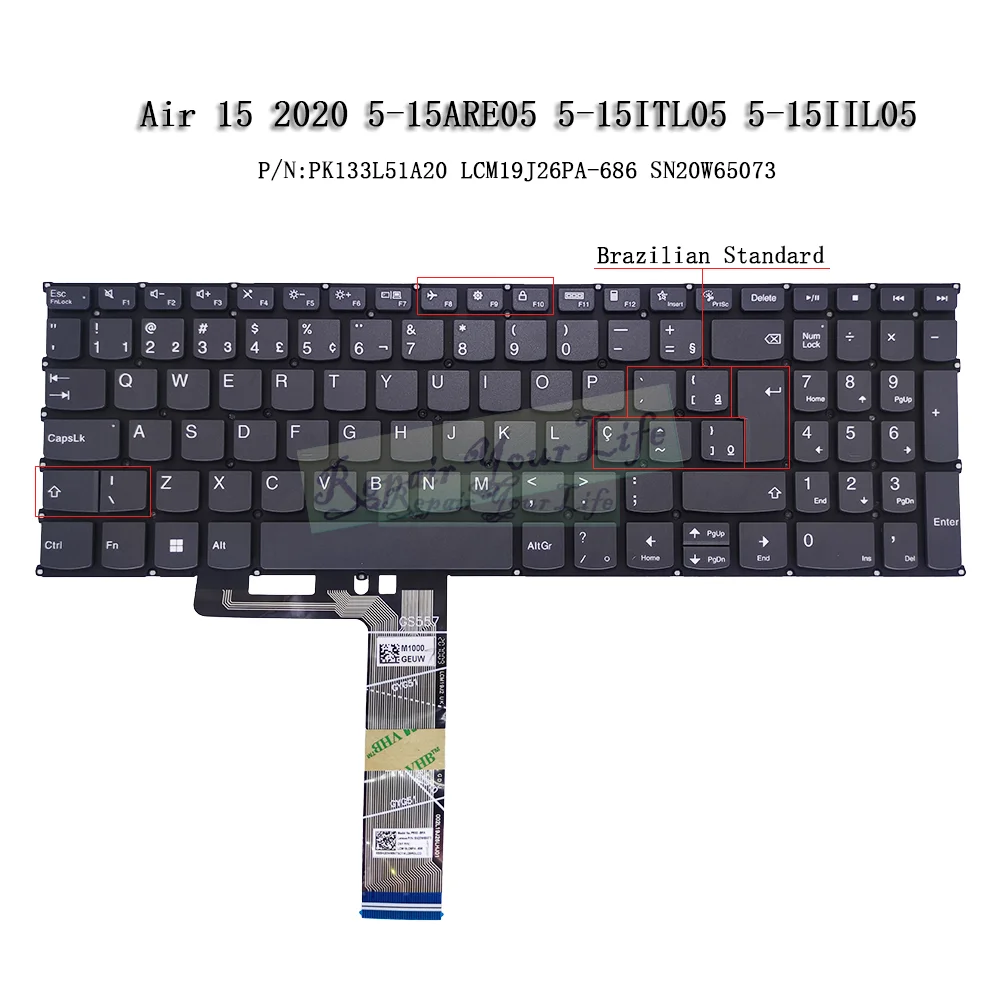 Teclado dos EUA para Lenovo IdeaPad 5-15IIL05