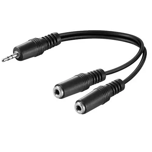 Кабель divisor de audio estereo 2x Jack 3 5 мм hembra a 0 20 м Neg | Электроника