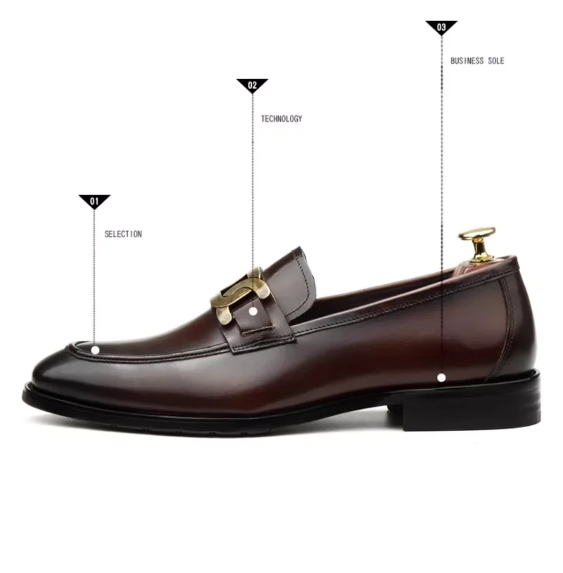 Herbst Business Casual Echtleder Herrenschuhe Britische Loafer Bequeme Slipper Spitze Koreanische Version Trend-Koordination – Detail 1