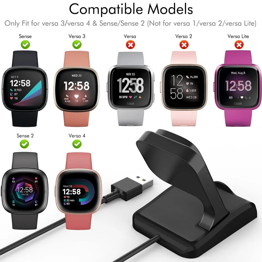 Fitbit Sense/Sense 2/Versa 4/Versa 3  ũ ĵ  ̺ ̼ ̽ ũ(USB ڵ ü )