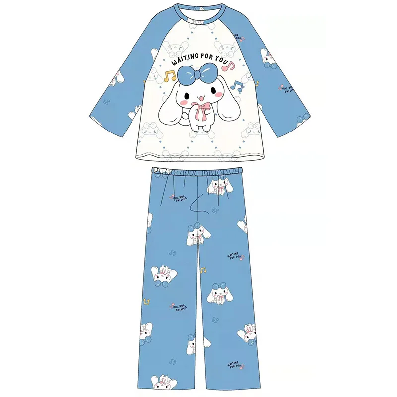

Cute Sanrio Cartoon Mymelody Hellokitty Kuromi Cinnamoroll Kawaii Children's Pajamas Fall Long Sleeve Pant Set Gift for Girls