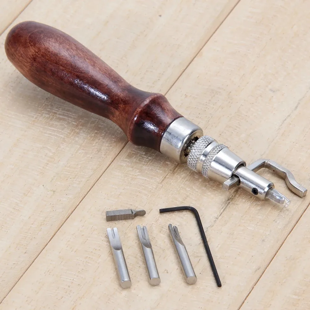 5 in 1 Pro Leather Craft Stitching Tool Adjustable Stitching and Groover Crease Leather Craft Edge Press Kit Sewing Accessories