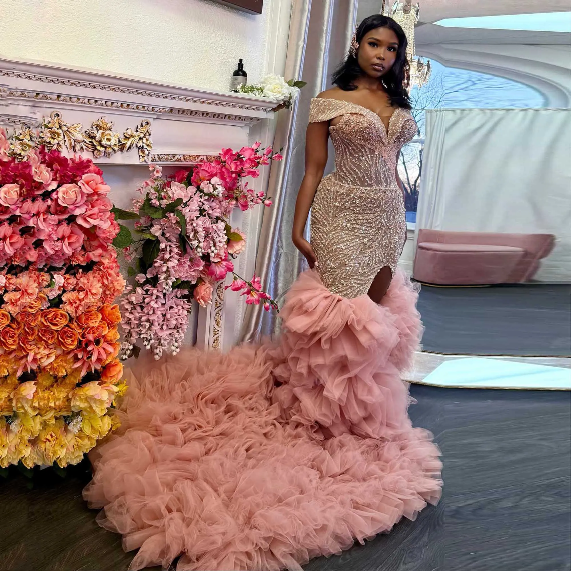 Luxurious Beaded Party Dress,Sexy Homecoming Dress For Black Girls Y1920