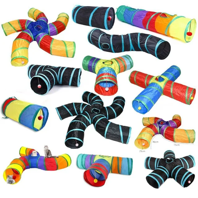 Hot Foldable Cat Tunnel Tube Interactive Fun Kitty Training Toy Boredom Buster for Puppy Kitten Pet Supplies Cat Accessory 5