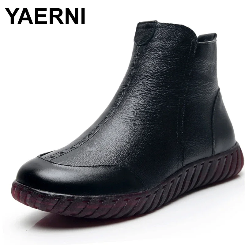 

Женские винтажные ботильоны ручной работы из натуральной кожи, повседневные зимние ботинки, женская обувь на плоской подошве, резиновые ботинки на молнии для женщин