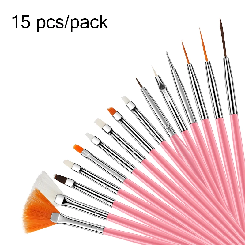 Nail Art Brushes Nail Brushes Nail Art Tools Gel Nail Tools 15PCS Nail Brushes Builder Gel Polish Painting Liner Nail Art Draw Print Brushes Set Manicure DIY Dotting Point Tool Kits