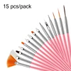 PINPAI 15PCS Nail Brushes Builder Gel Polish Painting Liner Nail Art Draw Print Brushes Set Manicure DIY Dotting Point Tool Kits 1