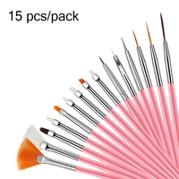 PINPAI 15PCS Nail Brushes Builder Gel Polish Painting Liner Nail Art Draw Print Brushes Set Manicure DIY Dotting Point Tool Kits 1