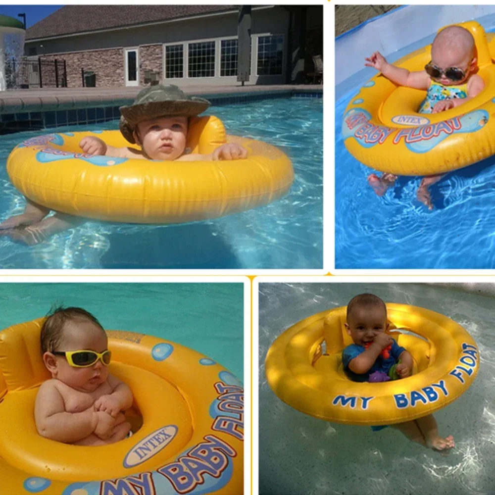 Swim Ring Baby Swimming Seat Baby Toys Cute Summer Inflatable Toddlers Bathtub Kids Wheels Portable Swimming Float Ring 4