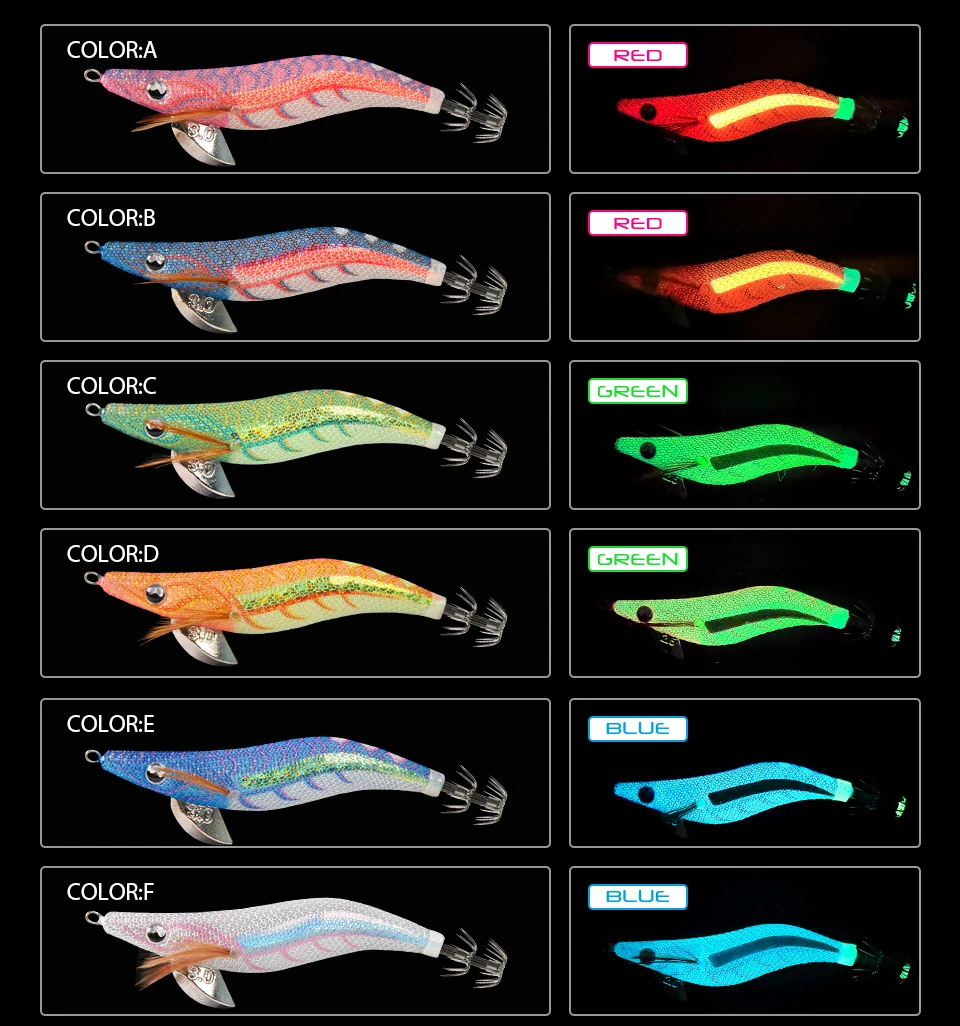 LETOYO 2,5 # 3.0 # 3.5 # Tintenfisch Köder Leuchtender Tintenfisch Jig Angelköder Künstlicher Köder für Webfoot Octopus Tintenfisch Meeresangelköder – Detail 9