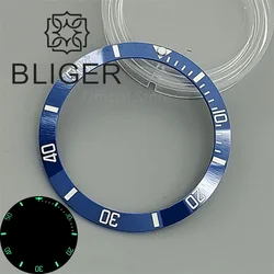 Vintage - Inspired Blue & Red Luminous Watch Bezel with C3 Green Glow - Fit 36mm SUB case (CS 7)