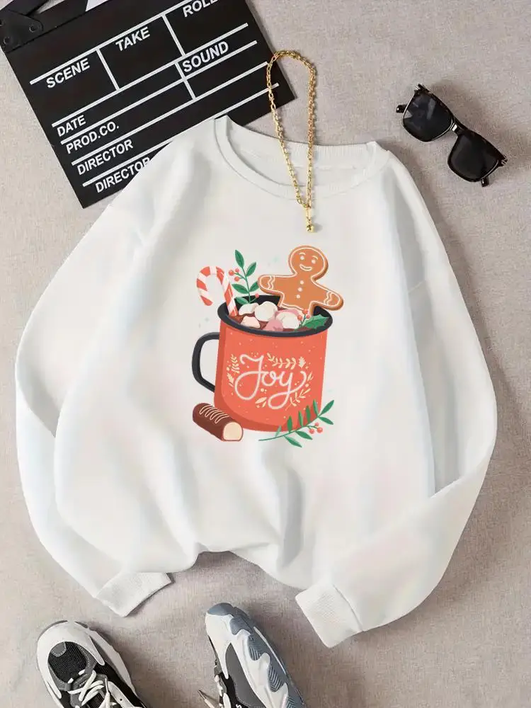 

Watercolor Cartoon Clothing Holiday Female Christmas New Year Print Pullovers Fashion O-neck Graphic Women Fleece Sweatshirts