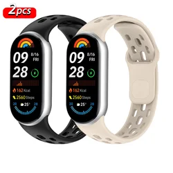 Silicone Sport Breathable Bracelet Wristband - Mi Band 10 (Ivory - black)