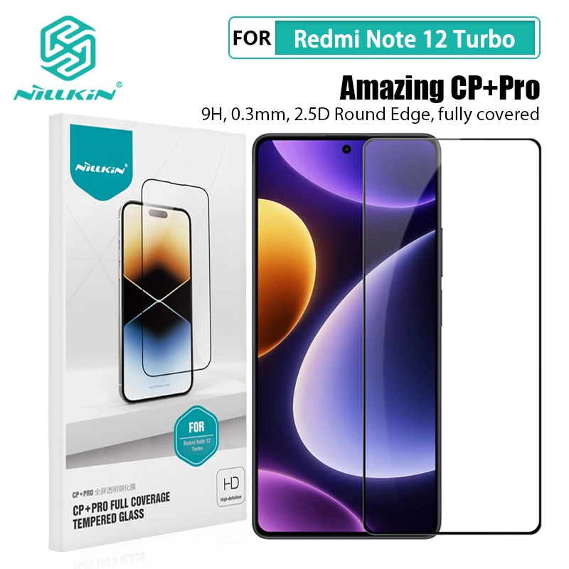 

Закаленное стекло NILLKIN CP + PRO для Redmi Note 12 Turbo, взрывобезопасная полноэкранная защита для Xiaomi Redmi Note 12, стекло Turbo