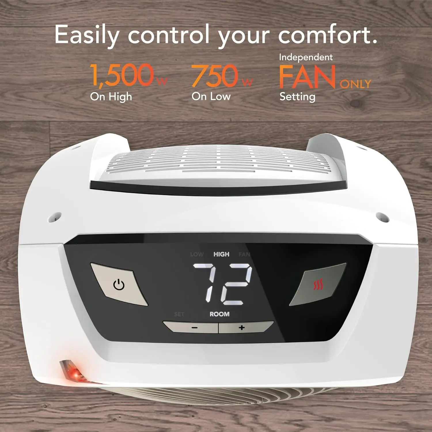 AVH10 Space Heater for Home, 1500W/750W, Fan Only Option, Digital Display with Adjustable Thermostat, Advanced Safety Features 5