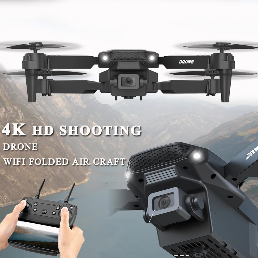 E88Pro RC 드론, 4K 전문 항공 사진 항공기, 듀얼 HD 카메라, 접이식 RC 헬리콥터, 와이파이 고화질 드론 장난감